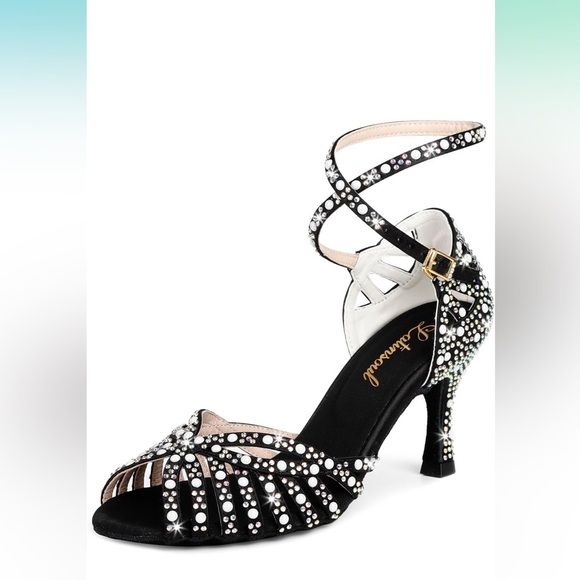 Dazzling Black Rhinestone Heels - Picture 1 of 6
